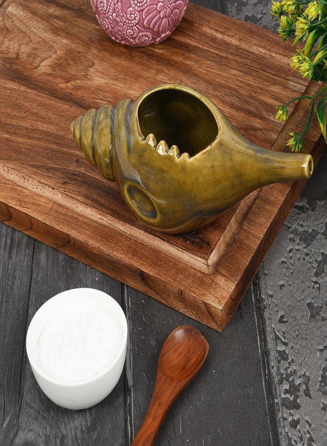 Qimacplus Leak Proof Durable Ceramic Neti Pot Comfortable Grip With 10 Sachet Neti Salt | Microwave and Dishwasher Friendly Natural Treatment for Sinus and Congestion Attractive Designed (Dark Yellow) - Image 2